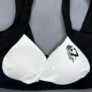 Women's Black and White Sports Bra